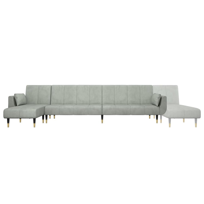 Canapea extensibilă în formă de L gri 275x140x70 cm catifea - WALTI WALTI