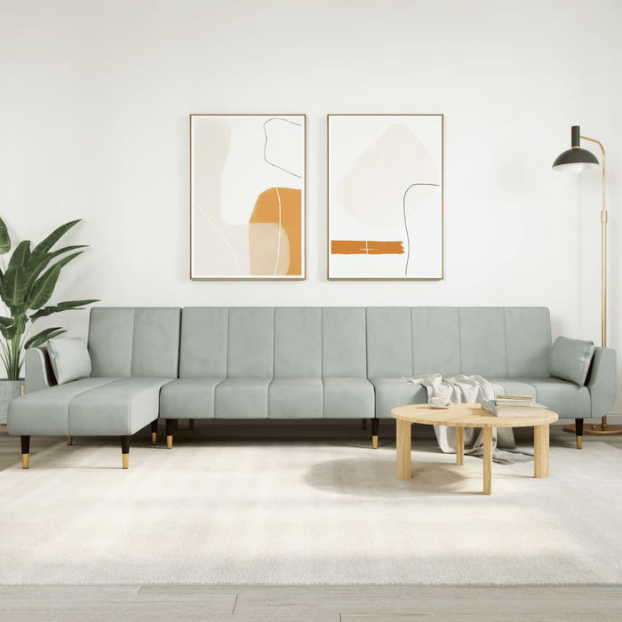 Canapea extensibilă în formă de L gri 275x140x70 cm catifea - WALTI WALTI
