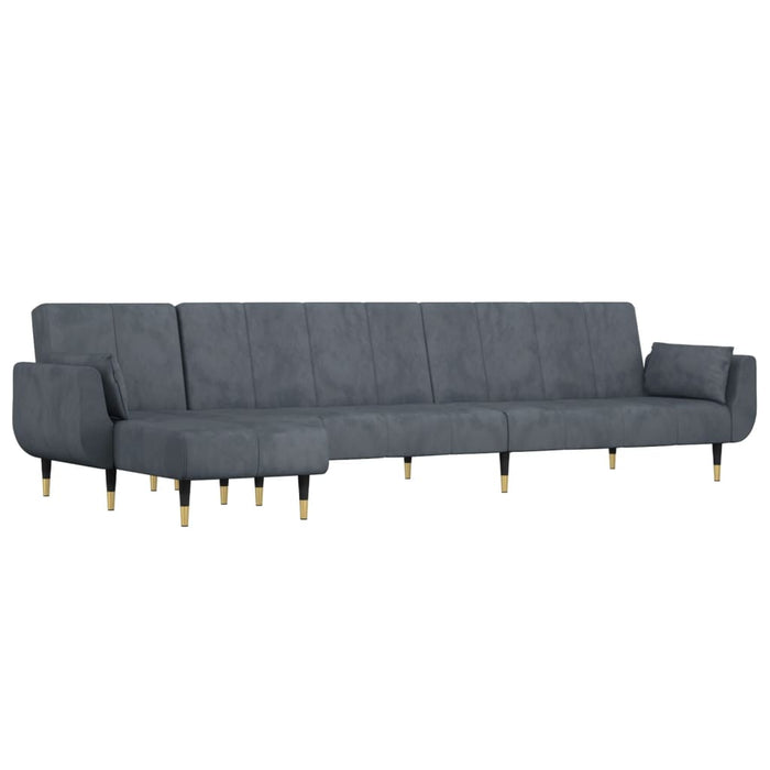 Canapea extensibilă formă de L gri închis 275x140x70 cm catifea - WALTI WALTI