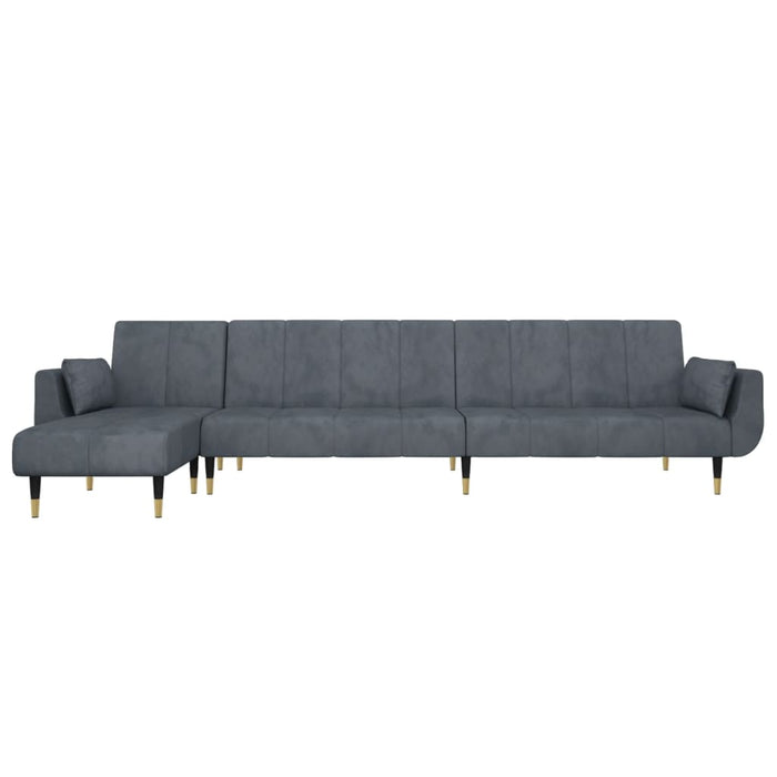Canapea extensibilă formă de L gri închis 275x140x70 cm catifea - WALTI WALTI