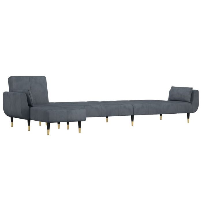 Canapea extensibilă formă de L gri închis 275x140x70 cm catifea - WALTI WALTI