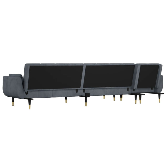 Canapea extensibilă formă de L gri închis 275x140x70 cm catifea - WALTI WALTI