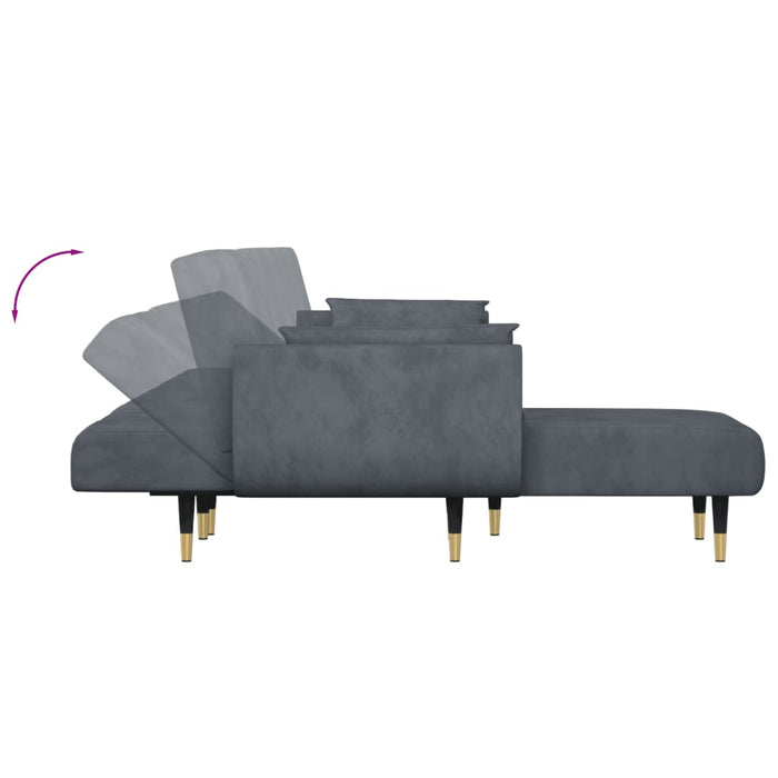 Canapea extensibilă formă de L gri închis 275x140x70 cm catifea - WALTI WALTI