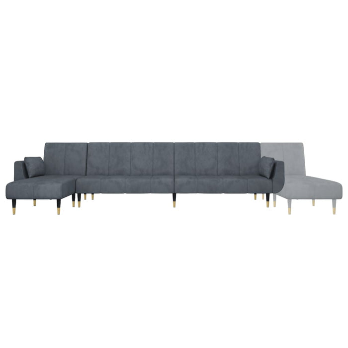 Canapea extensibilă formă de L gri închis 275x140x70 cm catifea - WALTI WALTI