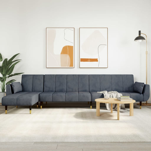 Canapea extensibilă formă de L gri închis 275x140x70 cm catifea - WALTI WALTI