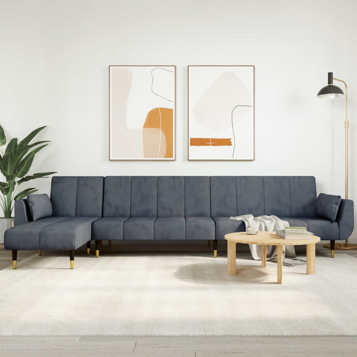 Canapea extensibilă formă de L gri închis 275x140x70 cm catifea - WALTI WALTI