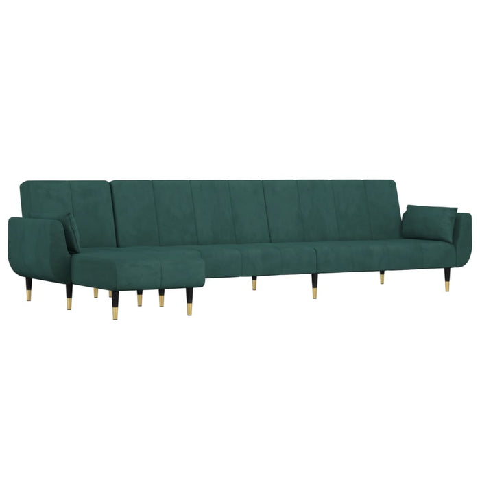Canapea extensibilă în formă de L verde 275x140x70 cm catifea WALTI