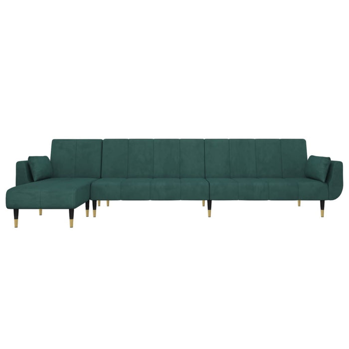 Canapea extensibilă în formă de L verde 275x140x70 cm catifea WALTI
