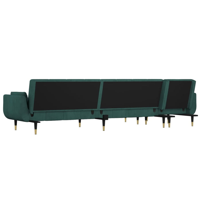 Canapea extensibilă în formă de L verde 275x140x70 cm catifea WALTI