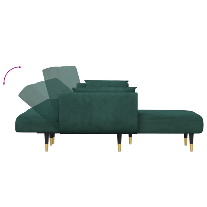 Canapea extensibilă în formă de L verde 275x140x70 cm catifea WALTI