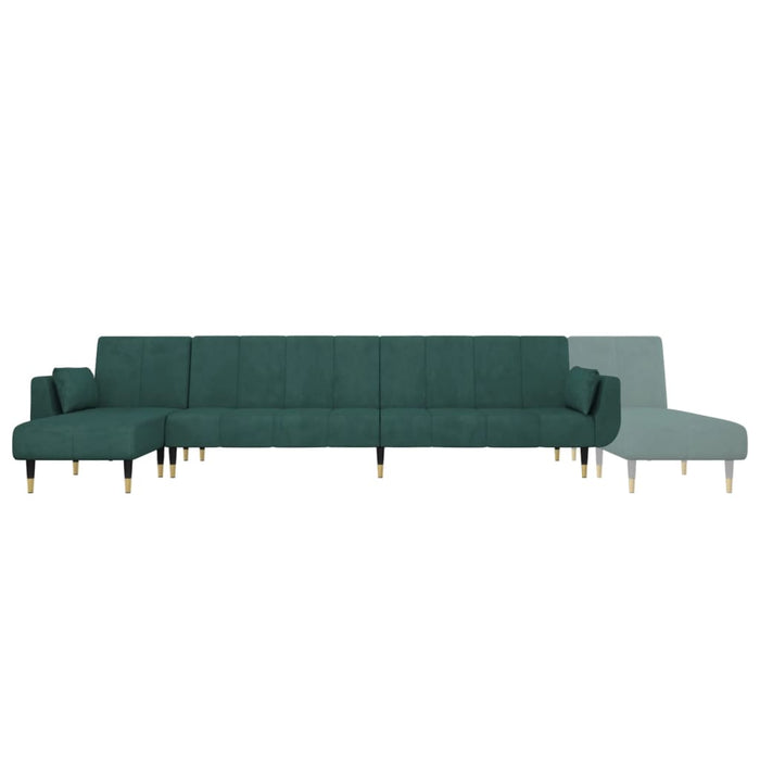 Canapea extensibilă în formă de L verde 275x140x70 cm catifea WALTI
