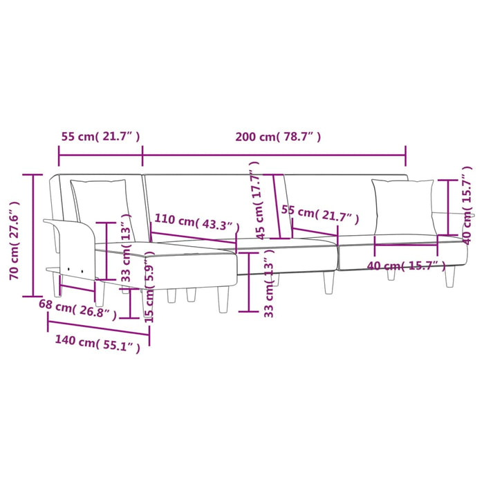 Canapea extensibilă în formă de L gri 279x140x70 cm textil WALTI