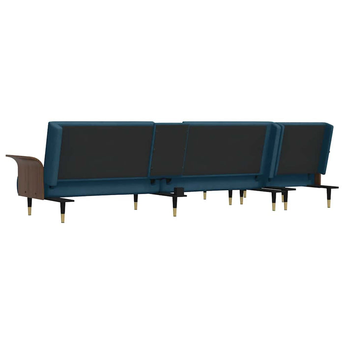 Canapea extensibilă în formă de L albastru 279x140x70cm catifea WALTI