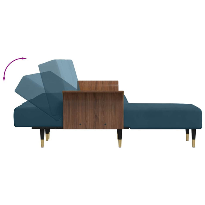 Canapea extensibilă în formă de L albastru 279x140x70cm catifea WALTI