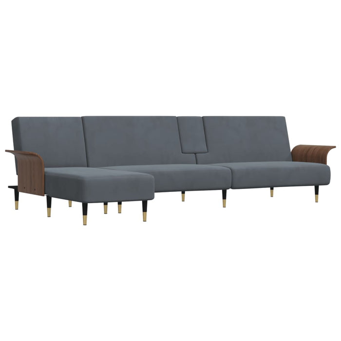 Canapea extensibilă în formă de L gri 279x140x70 cm catifea - WALTI WALTI