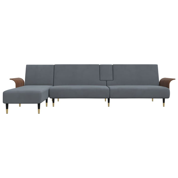 Canapea extensibilă în formă de L gri 279x140x70 cm catifea - WALTI WALTI