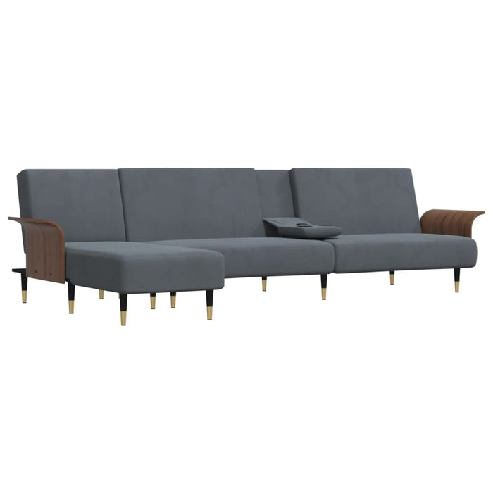 Canapea extensibilă în formă de L gri 279x140x70 cm catifea - WALTI WALTI
