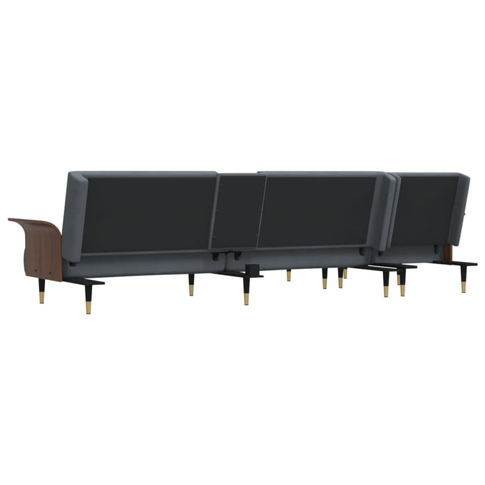 Canapea extensibilă în formă de L gri 279x140x70 cm catifea - WALTI WALTI