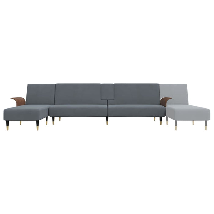 Canapea extensibilă în formă de L gri 279x140x70 cm catifea - WALTI WALTI