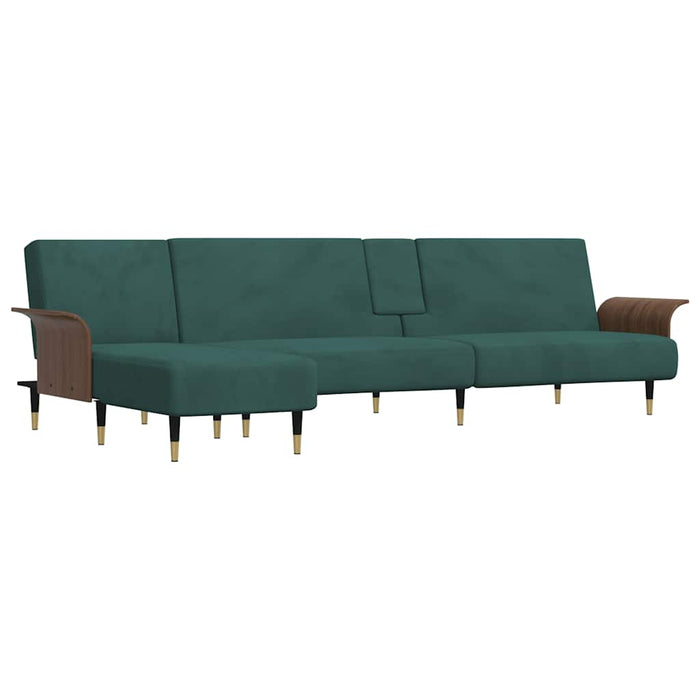 Canapea extensibilă în formă de L verde 279x140x70 cm catifea WALTI