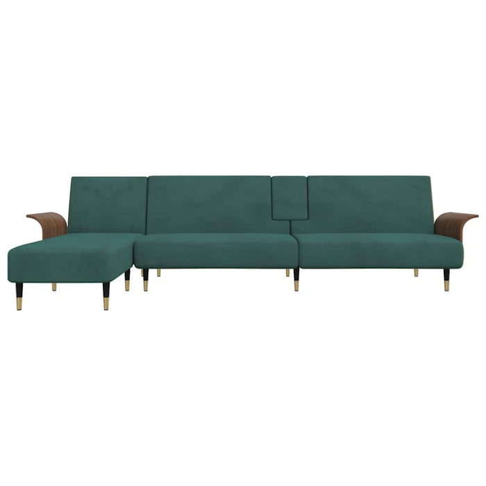 Canapea extensibilă în formă de L verde 279x140x70 cm catifea WALTI