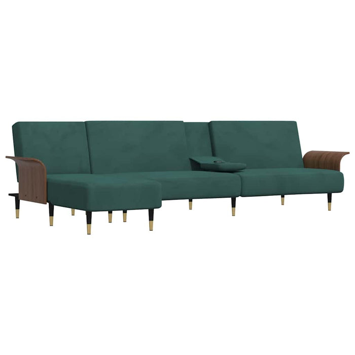 Canapea extensibilă în formă de L verde 279x140x70 cm catifea WALTI