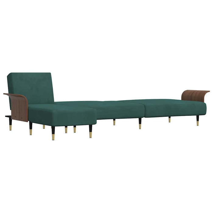 Canapea extensibilă în formă de L verde 279x140x70 cm catifea WALTI