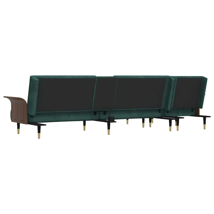 Canapea extensibilă în formă de L verde 279x140x70 cm catifea WALTI