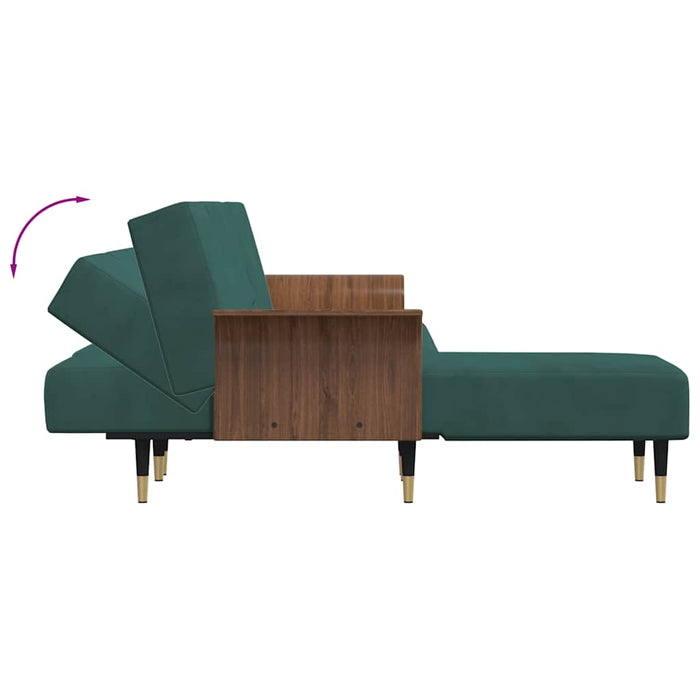 Canapea extensibilă în formă de L verde 279x140x70 cm catifea WALTI