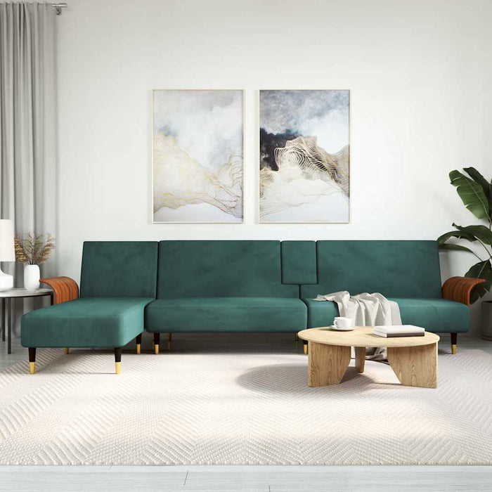 Canapea extensibilă în formă de L verde 279x140x70 cm catifea WALTI