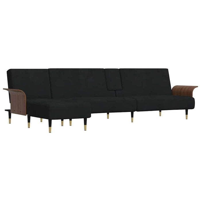 Canapea extensibilă în formă de L negru 279x140x70 cm catifea WALTI