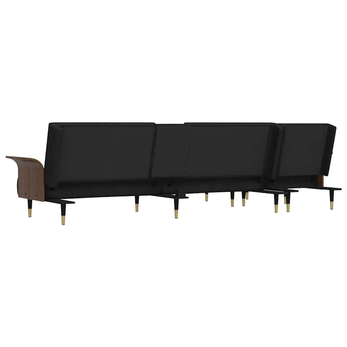 Canapea extensibilă în formă de L negru 279x140x70 cm catifea WALTI