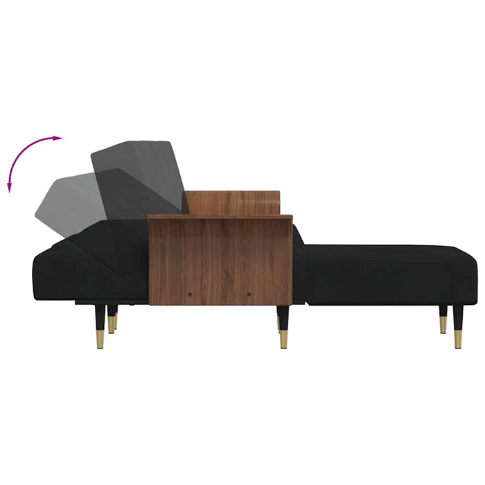 Canapea extensibilă în formă de L negru 279x140x70 cm catifea WALTI