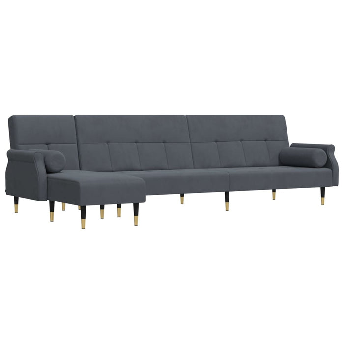 Canapea extensibilă în formă de L gri 271x140x70 cm catifea - WALTI WALTI