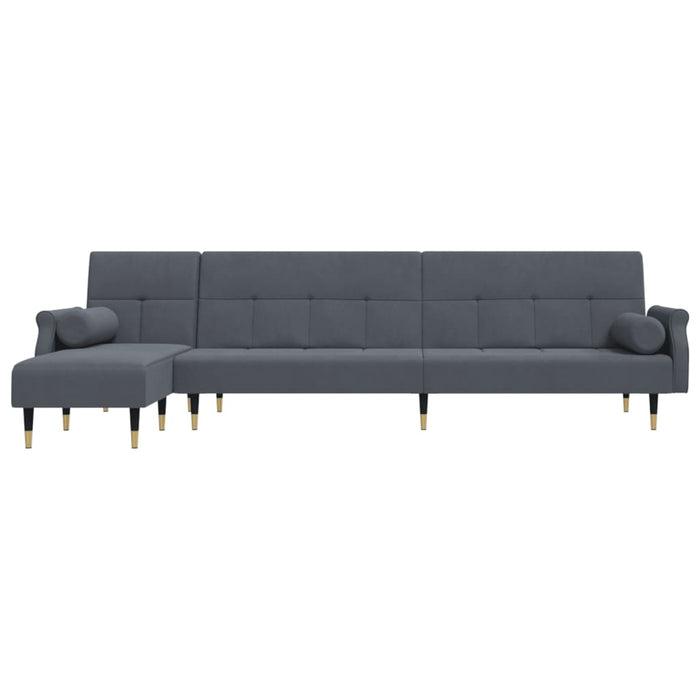 Canapea extensibilă în formă de L gri 271x140x70 cm catifea - WALTI WALTI