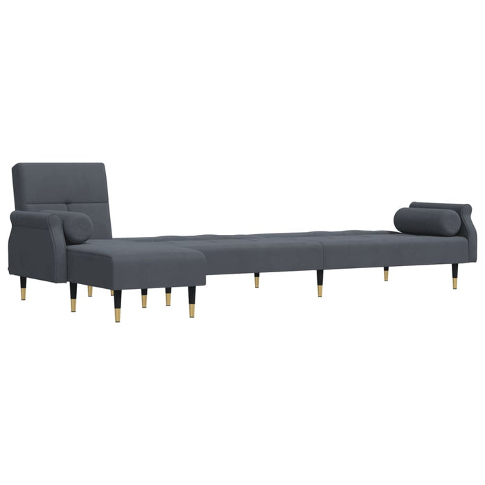 Canapea extensibilă în formă de L gri 271x140x70 cm catifea - WALTI WALTI