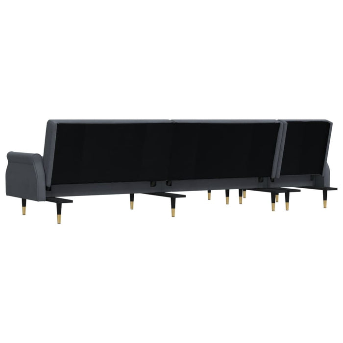 Canapea extensibilă în formă de L gri 271x140x70 cm catifea - WALTI WALTI