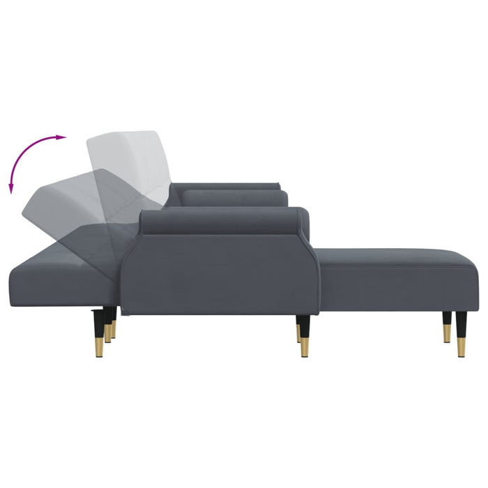 Canapea extensibilă în formă de L gri 271x140x70 cm catifea - WALTI WALTI