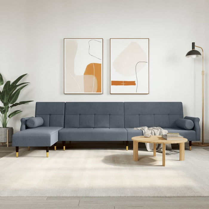 Canapea extensibilă în formă de L gri 271x140x70 cm catifea - WALTI WALTI