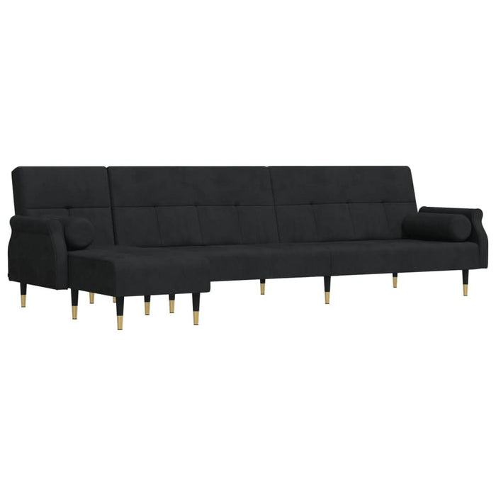 Canapea extensibilă în formă de L negru 271x140x70 cm catifea - WALTI WALTI