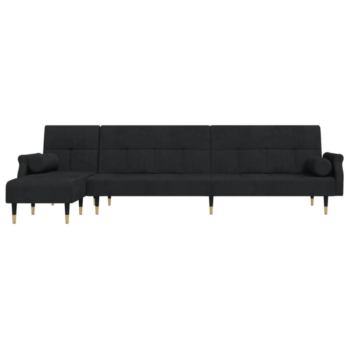 Canapea extensibilă în formă de L negru 271x140x70 cm catifea - WALTI WALTI