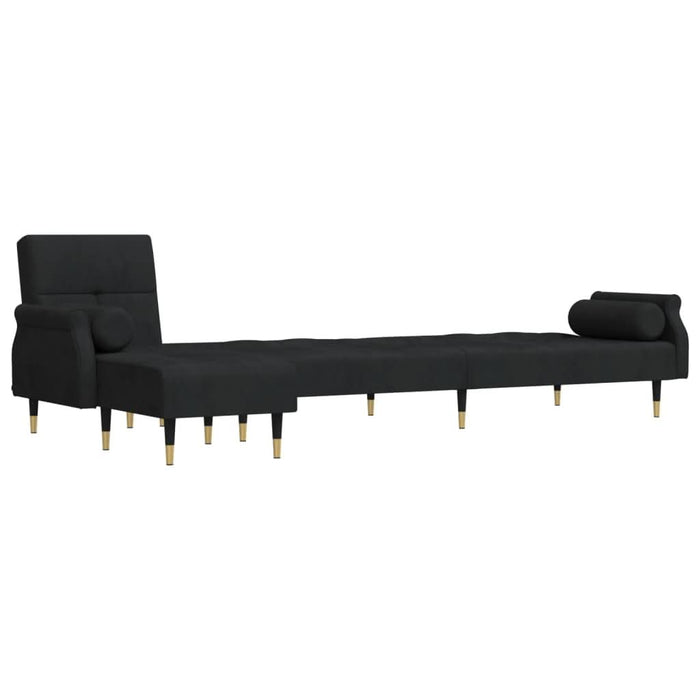 Canapea extensibilă în formă de L negru 271x140x70 cm catifea - WALTI WALTI