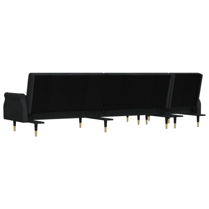 Canapea extensibilă în formă de L negru 271x140x70 cm catifea - WALTI WALTI