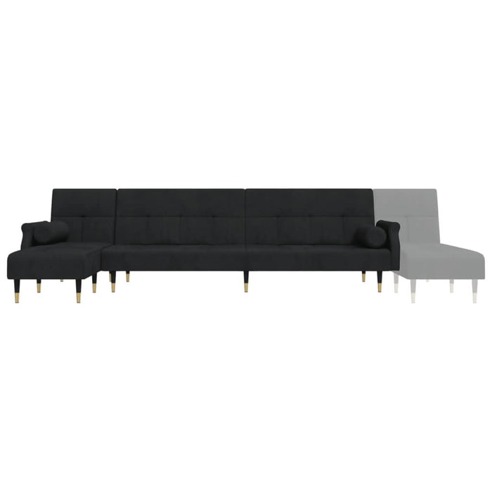 Canapea extensibilă în formă de L negru 271x140x70 cm catifea - WALTI WALTI