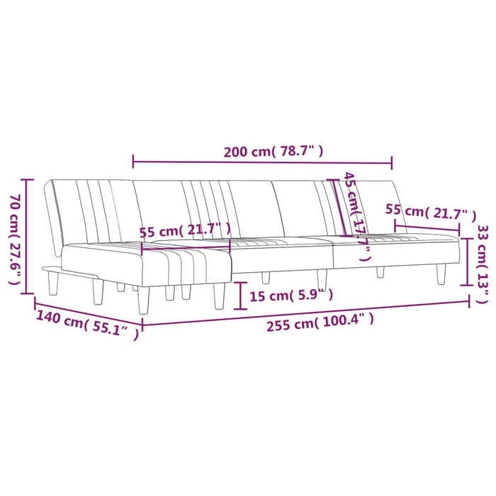 Canapea extensibilă în formă de L gri 255x140x70 cm textil - WALTI WALTI