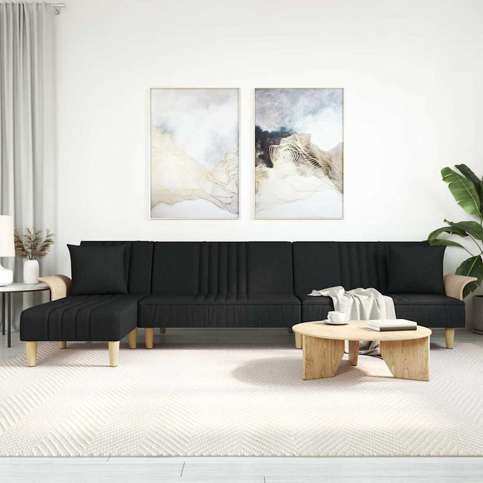 Canapea extensibilă în formă de L negru 279x140x70 cm textil WALTI