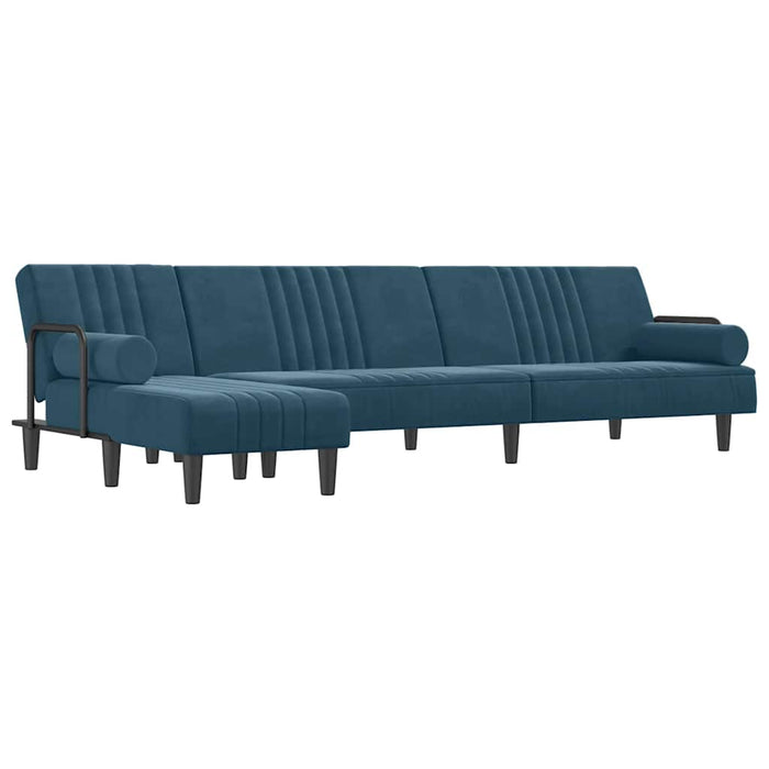 Canapea extensibilă formă de L albastru 260x140x70 cm catifea WALTI