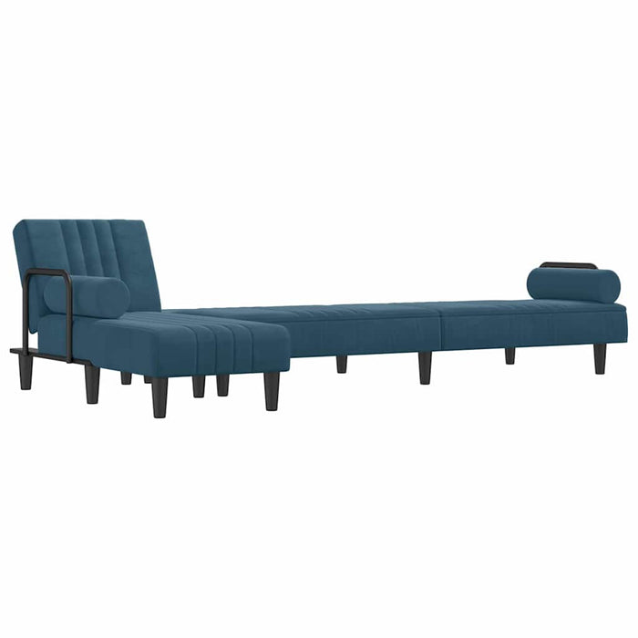 Canapea extensibilă formă de L albastru 260x140x70 cm catifea WALTI