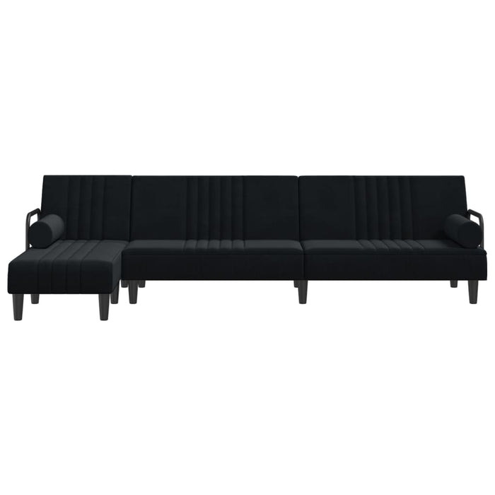Canapea extensibilă în formă de L negru 260x140x70 cm catifea WALTI