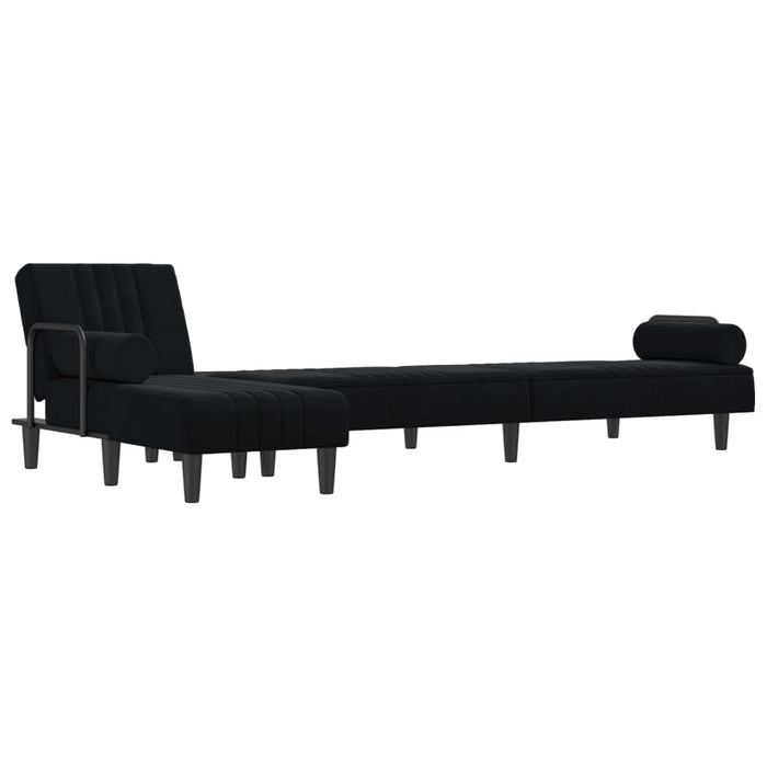 Canapea extensibilă în formă de L negru 260x140x70 cm catifea WALTI